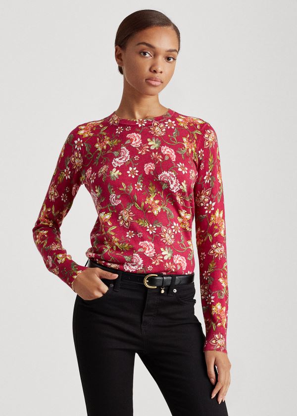 Women's Ralph Lauren Floral Cotton-Blend Sweater | 041739VQW